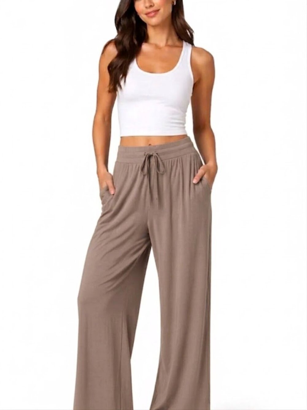 CALIA by Carrie Underwood Wide Leg Lounge Pants in Taupe